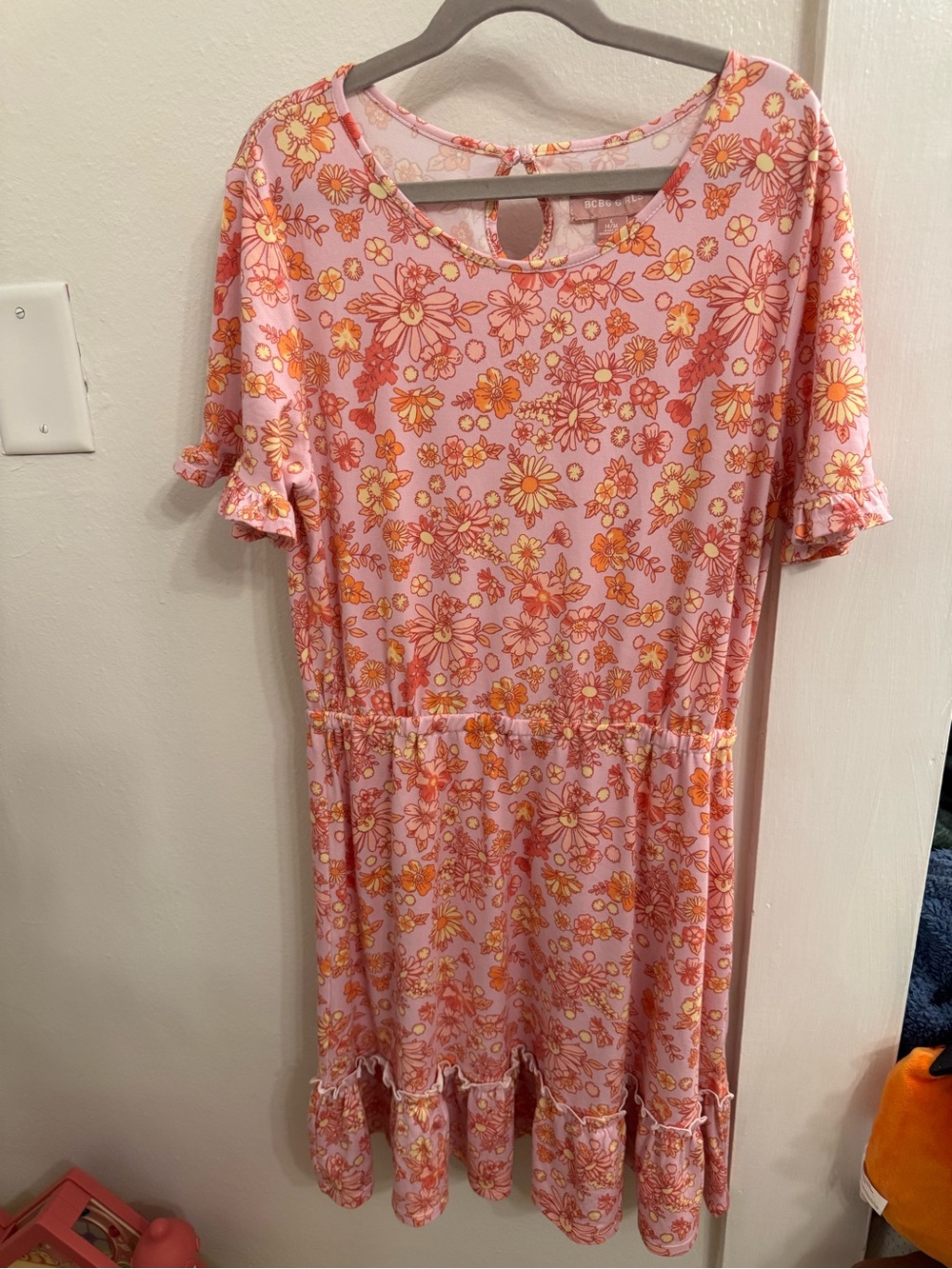 BCBGirls Pink Floral Dress with Orange Accents